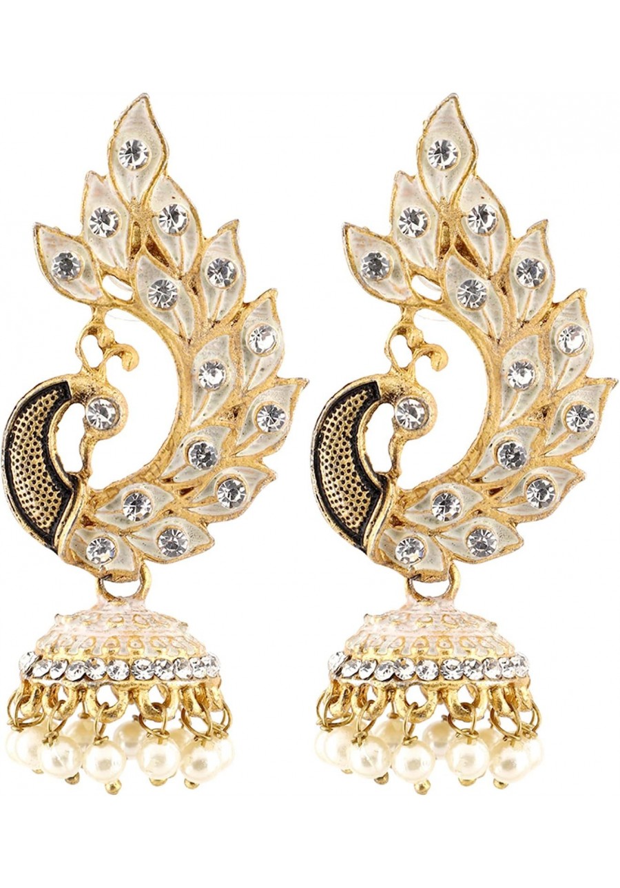 Gold Plated Bollywood Peacock Stud Jhumka Boho Earrings Indian Jewelry for Women $8.64 Stud