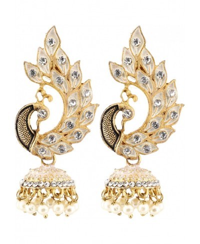 Gold Plated Bollywood Peacock Stud Jhumka Boho Earrings Indian Jewelry for Women $8.64 Stud