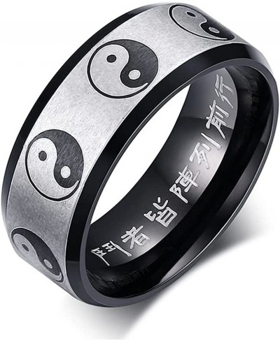 Yin Yang Tai Chi Chunky Thick Stainless Steel Band Rings for Women Men Personalized Faith Statement Iternity Lucky Rings Blac...