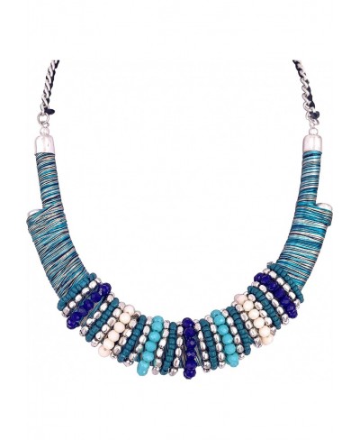 Thread Wrapped Beaded Boho Tribal Statement Collar Necklace for Women $24.22 Collars