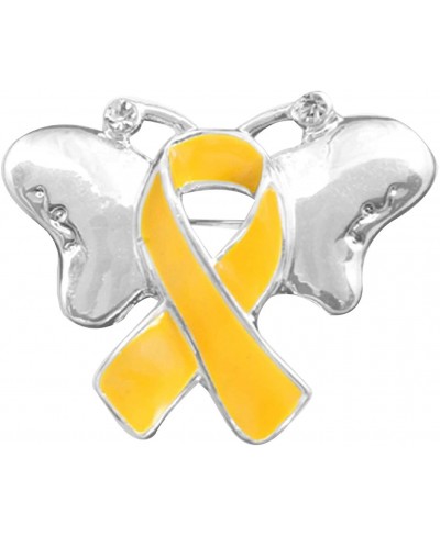 Gold Ribbon Butterfly Awareness Pin $15.60 Brooches & Pins