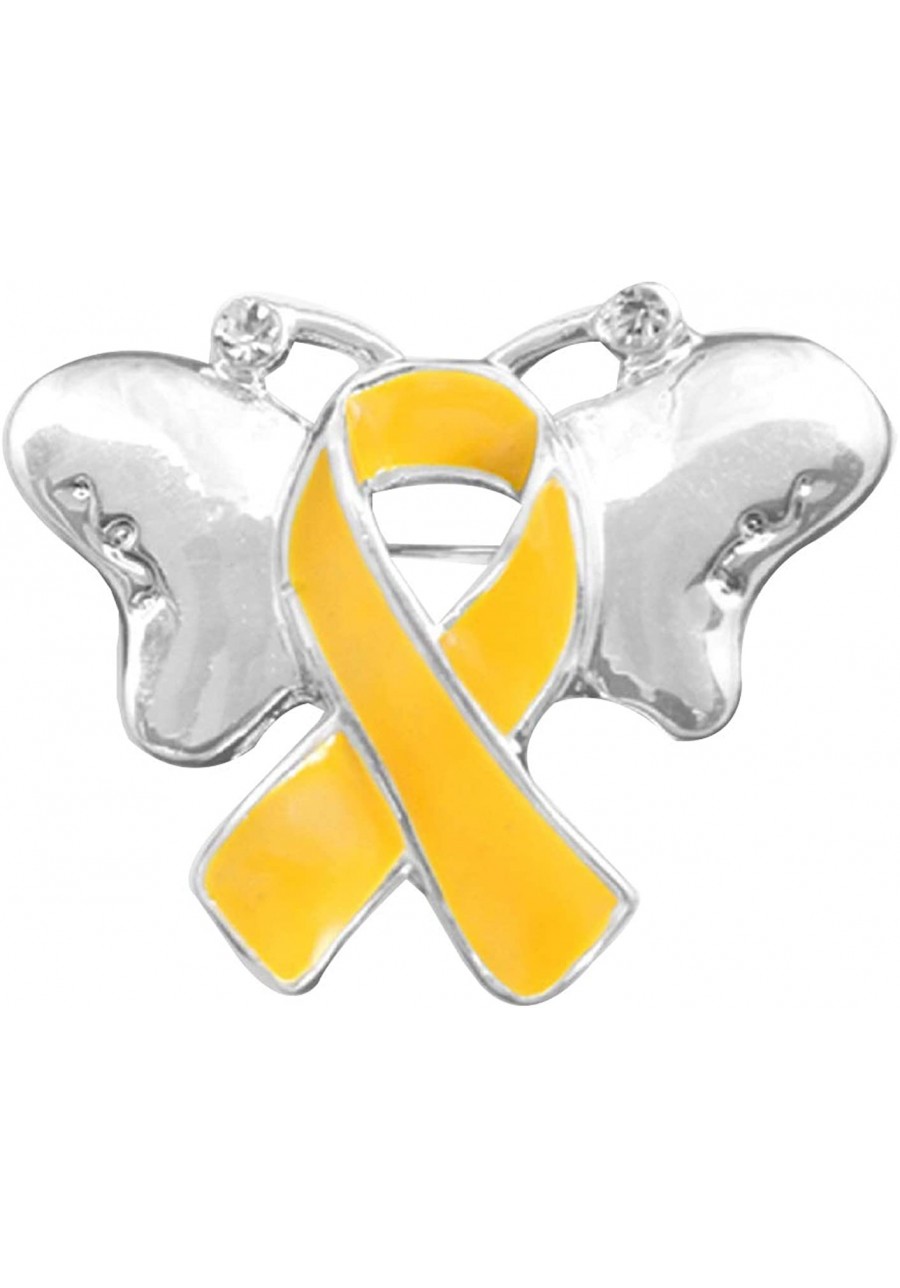 Gold Ribbon Butterfly Awareness Pin $15.60 Brooches & Pins