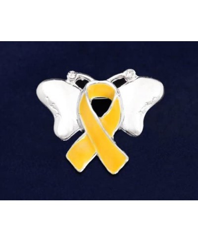 Gold Ribbon Butterfly Awareness Pin $15.60 Brooches & Pins