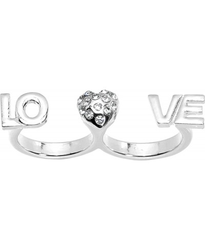 Size 6 and 7 Heart Love Double Finger Ring $8.87 Statement