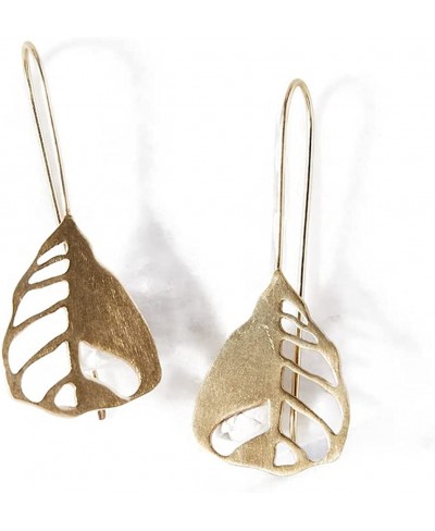 Women's Gold Plated Brass Leaf Drop Earrings $33.82 Drop & Dangle
