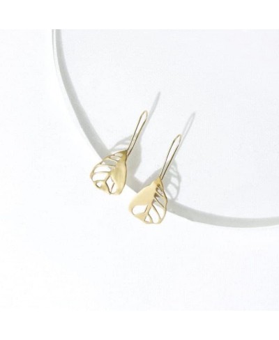 Women's Gold Plated Brass Leaf Drop Earrings $33.82 Drop & Dangle