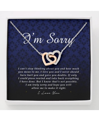 Interlocking Heart Necklace I'm Sorry Card Apology Gift For Her Forgiveness Gift I'm Sorry Gift For Wife Girlfriend Apology G...
