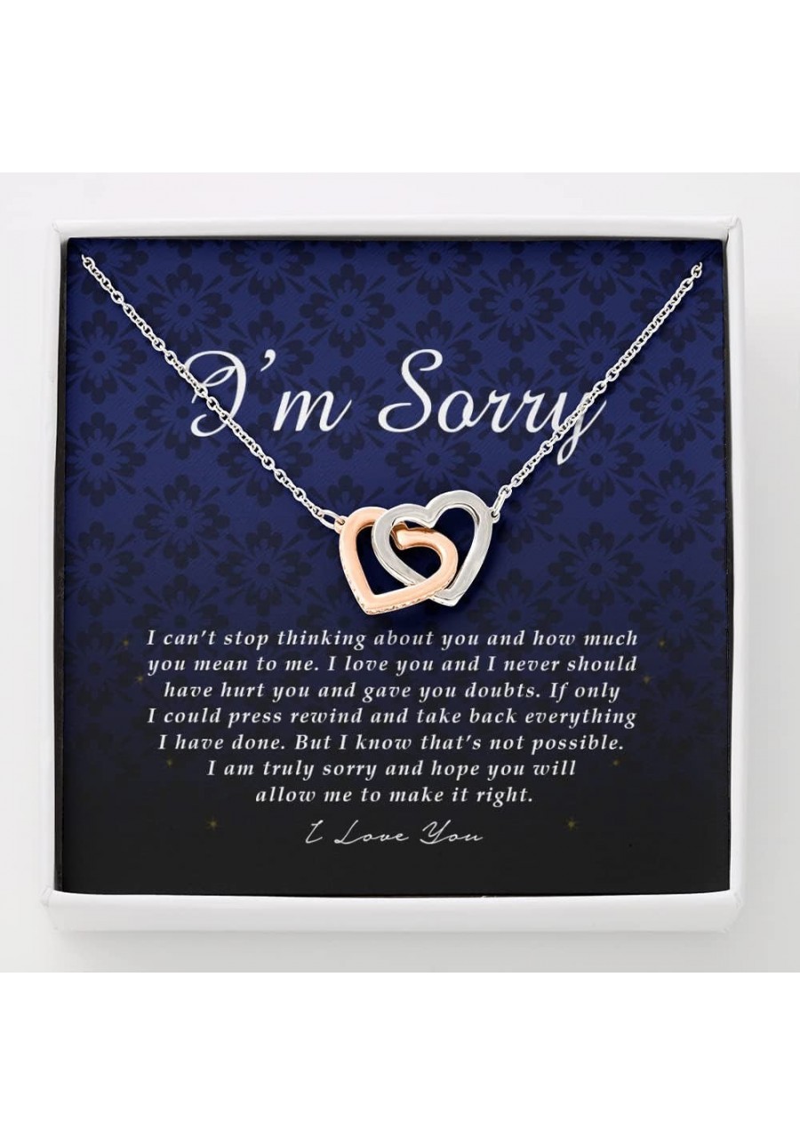 Interlocking Heart Necklace I'm Sorry Card Apology Gift For Her Forgiveness Gift I'm Sorry Gift For Wife Girlfriend Apology G...