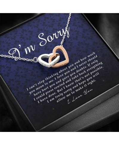 Interlocking Heart Necklace I'm Sorry Card Apology Gift For Her Forgiveness Gift I'm Sorry Gift For Wife Girlfriend Apology G...