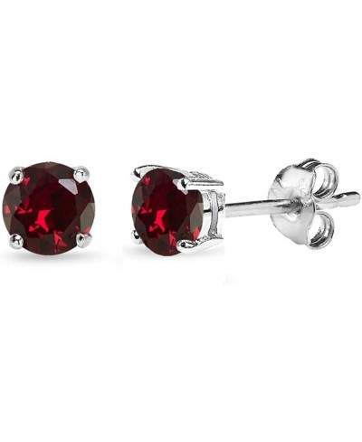 Sterling Silver Round-Cut Solitaire Synthetic Ruby Stud Earrings for Women Girls $12.60 Stud