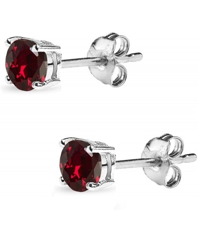 Sterling Silver Round-Cut Solitaire Synthetic Ruby Stud Earrings for Women Girls $12.60 Stud