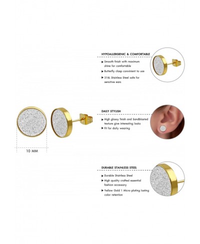 Womens Stainless Steel Circle Glitter Bezel Setting Stud Earring $9.01 Stud