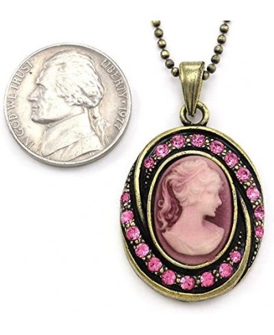 Light Pink Cameo Pendant Necklace Rhinestones Fashion Jewelry $8.37 Pendants & Coins