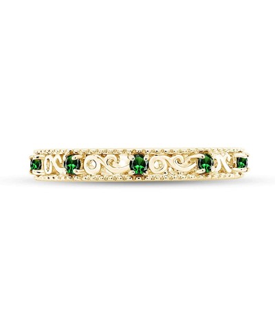 US Round Cut Simulated Green Emerald Stackable Ring in 14K Gold Over Sterling Silver $29.83 Stacking