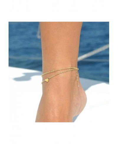 Initial Ankle Bracelets for Women 14K Gold Anklet Handmade Dainty Tiny Gold Chain Layered Heart Letter Beach Anklet for women...