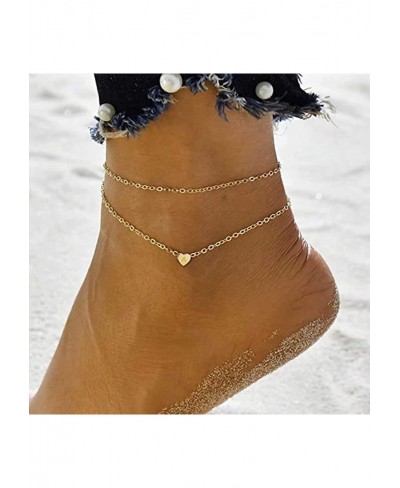 Initial Ankle Bracelets for Women 14K Gold Anklet Handmade Dainty Tiny Gold Chain Layered Heart Letter Beach Anklet for women...