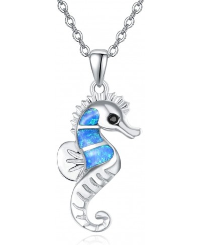 Seahorse Necklace 925 Sterling Silver Hippocampus Pendant Ocean Jewelry Gifts for Women Girls $25.81 Pendant Necklaces