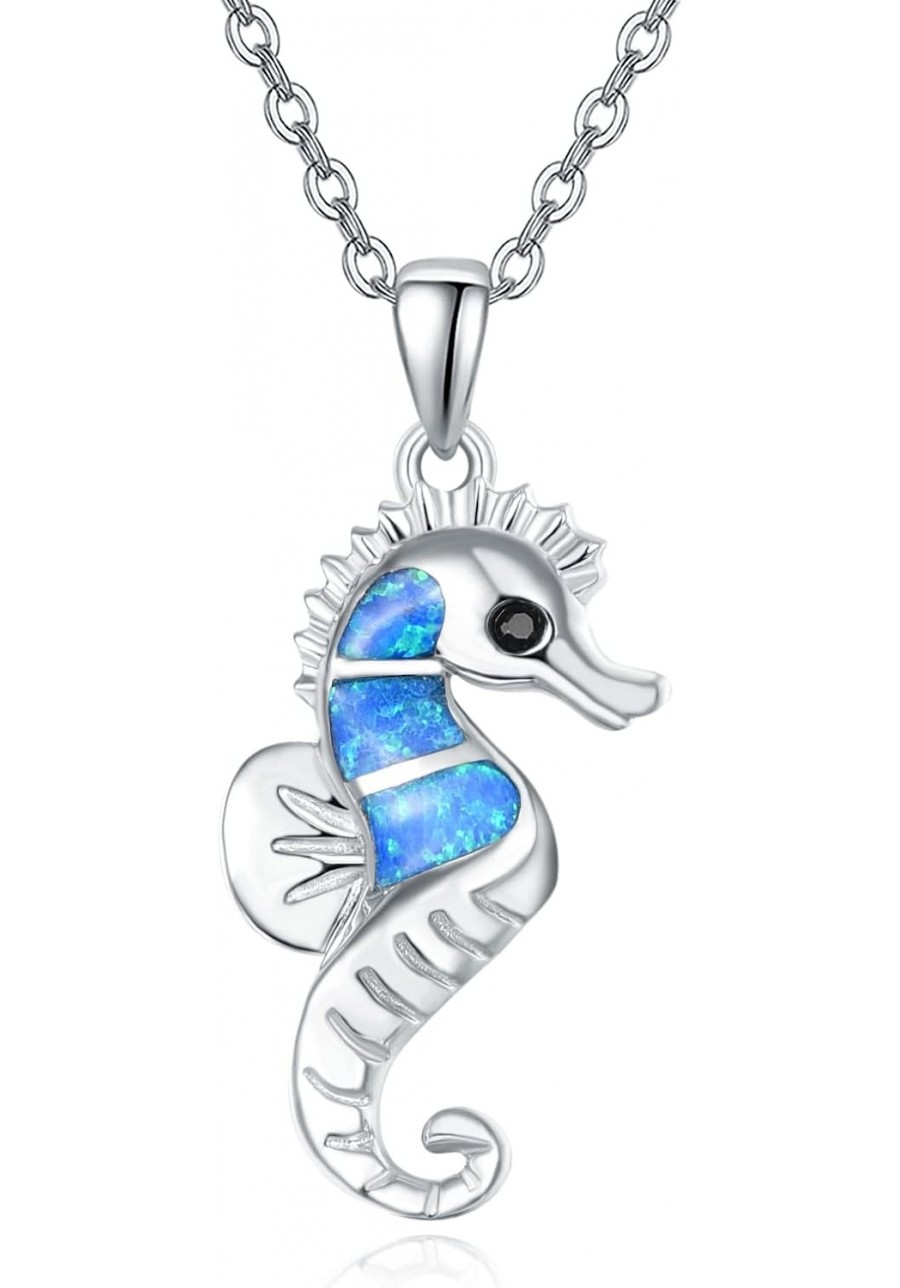 Seahorse Necklace 925 Sterling Silver Hippocampus Pendant Ocean Jewelry Gifts for Women Girls $25.81 Pendant Necklaces