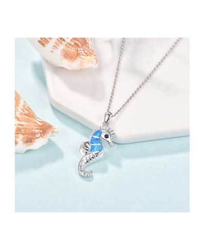 Seahorse Necklace 925 Sterling Silver Hippocampus Pendant Ocean Jewelry Gifts for Women Girls $25.81 Pendant Necklaces