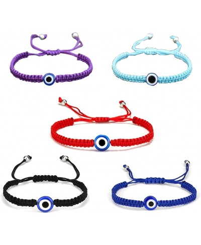 1-5Pcs/Set Handmade Evil Eye Bracelets Bohemian Evil Eye Strand Bracelet Red Black Elastic Rope Bracelets Fashion Lucky Stret...