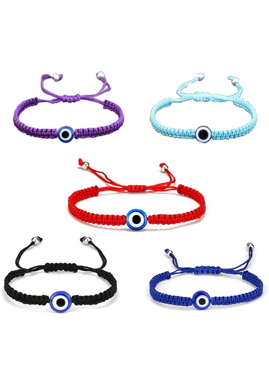 1-5Pcs/Set Handmade Evil Eye Bracelets Bohemian Evil Eye Strand Bracelet Red Black Elastic Rope Bracelets Fashion Lucky Stret...