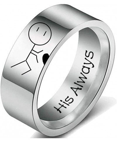 His Always Her Forever Heart Couples Rings for Women Men Titanium Steel Promise Anniversary Wedding Band $7.08 Bands