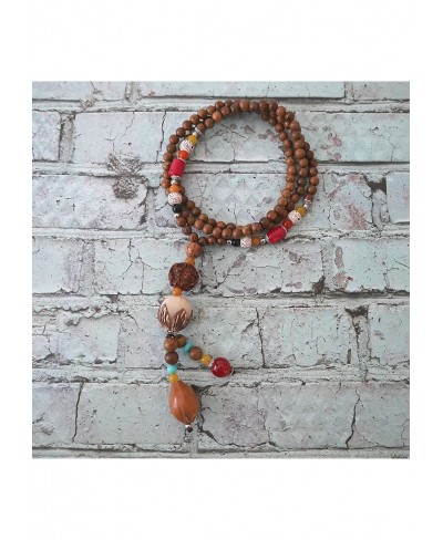 Boho Beaded Necklaces for Women Long Pendant Stone Wood Beads Handmade Wooden Necklace for Women Boho Jewelry $21.37 Strands