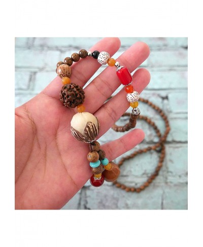 Boho Beaded Necklaces for Women Long Pendant Stone Wood Beads Handmade Wooden Necklace for Women Boho Jewelry $21.37 Strands