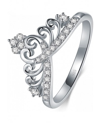 Princess Crown Tiara Wedding CZ Band - Premium Crown Rings For Women - Cubic Zirconia Ring - Sterling Silver Rings - Rings Fo...