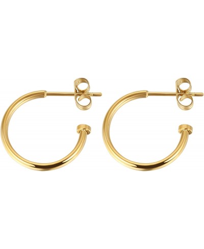 Gold Hoops Earrings Small Hoop Earrings Ear Cuff and Hoop Earring Thick Gold CC Earrings Aesthetic Hypoallergenic Trendy Hugg...