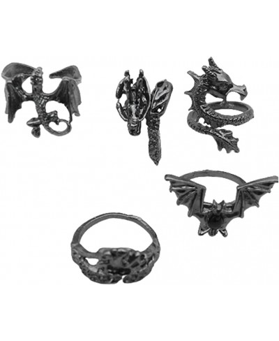 Punk Gothic Rings for Men Women Adjustable Knuckle Stackable Rings Personalized Tiger Lion Shark Dragon Wolf Snake Rings for ...