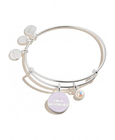 Connections Expandable Bangle for Women I'm a Moonchild Duo Charm Shiny Finish 2 to 3.5 in $18.44 Charms & Charm Bracelets