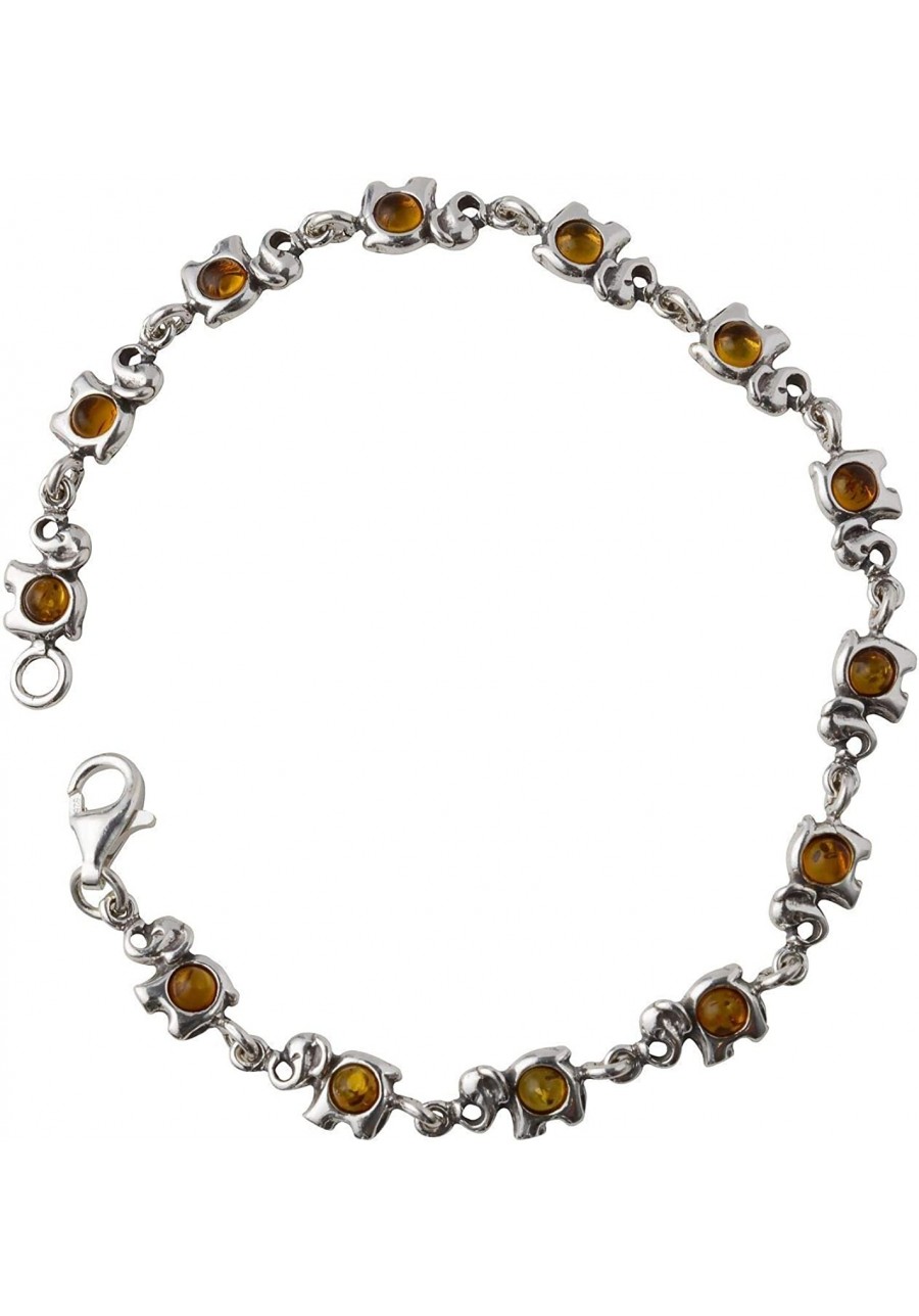 Sterling Silver Honey Baltic Amber Bracelet Elephants $38.15 Link