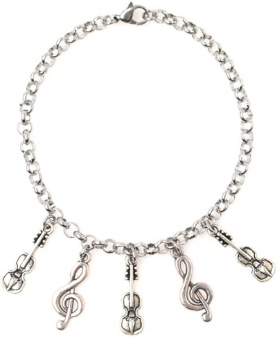 Adjustable 8.5” Stainless Steel Bracelet Cello Violin Viola Bass Treble Clef Personalize with Clip on Charms 68L $19.26 Link