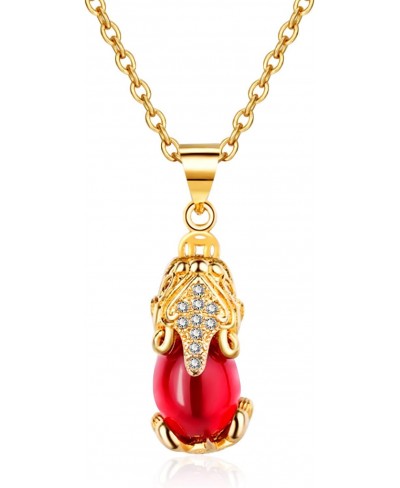 Feng Shui PiXiu Necklace Protection Wealth Pendant for Women 18k Gold Plated $26.86 Pendant Necklaces