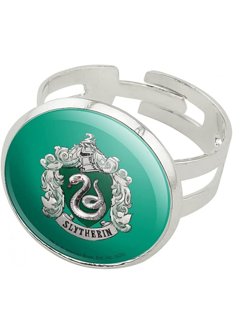 Harry Potter Slytherin Painted Crest Silver Plated Adjustable Novelty Ring $13.59 Statement