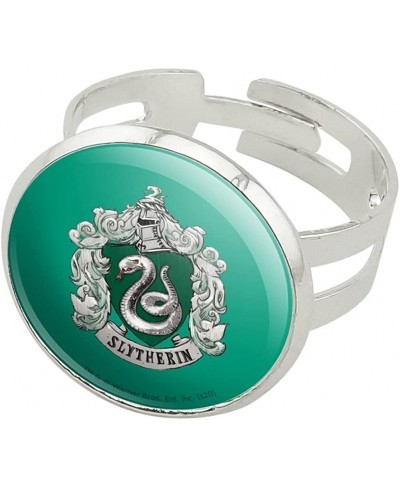 Harry Potter Slytherin Painted Crest Silver Plated Adjustable Novelty Ring $13.59 Statement