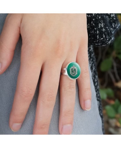 Harry Potter Slytherin Painted Crest Silver Plated Adjustable Novelty Ring $13.59 Statement