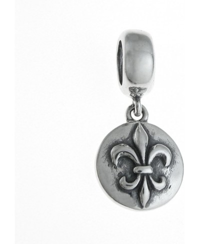 925 Sterling Silver Round Fleur-de-lis Flower Dangle for European Charm Bracelets $14.85 Charms & Charm Bracelets