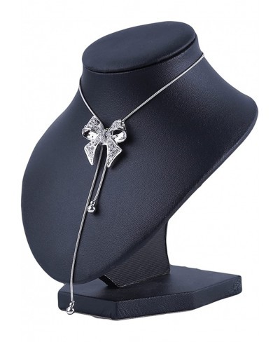 Bow Rhinestone Pendant Long Necklace for Women Sweater Chain Statement Necklace Choker Adjustable Elegant Jewelry Accessories...