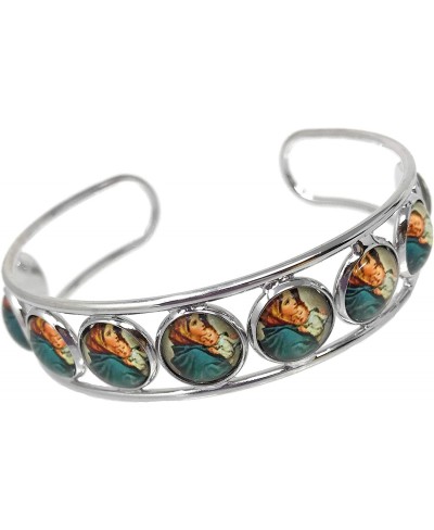 Cuff Bracelet Virgin Mary Art Under Glass Cabochon $23.97 Cuff