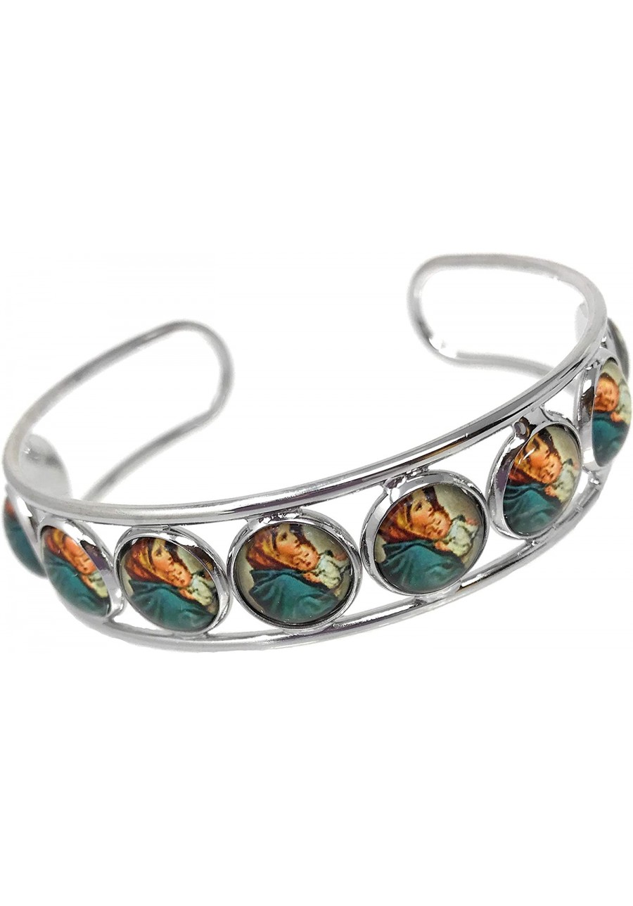 Cuff Bracelet Virgin Mary Art Under Glass Cabochon $23.97 Cuff