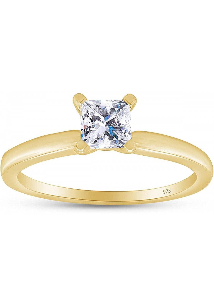 US Princess Cut White Cubic Zirconia Anniversary Solitaire Ring in 14k Gold Over Sterling Silver (1 Carat) $24.08 Anniversary...