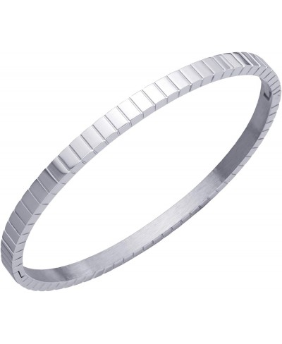 4mm Sparkly Stainless Steel Solid Hinged Bangle Bracelet for Women $18.01 Bangle