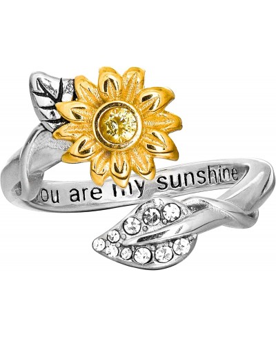 Stainless Steel Sunflower Adjustable Ring You are My Sunshine Classic Cute Bands for Women $18.81 Bands