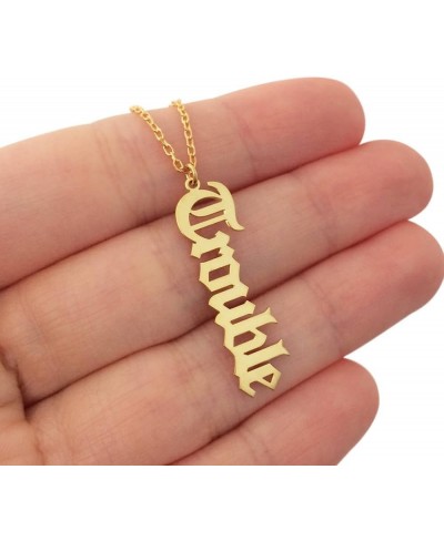 Custom Initial Name Necklace Personalized 18K Gold Plated Old English Nameplate Pendant Dainty Customized Necklace Valentine'...