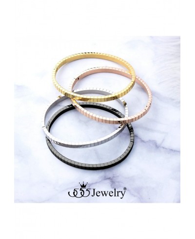 4mm Sparkly Stainless Steel Solid Hinged Bangle Bracelet for Women $18.01 Bangle