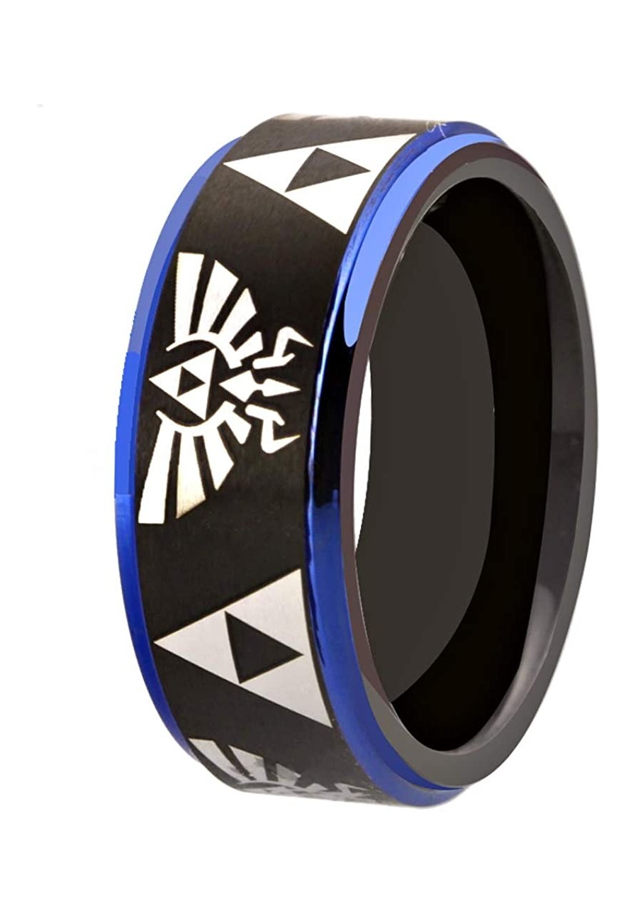 The Legend of Zelda Ring - Crest and Triforce Ring Tungsten Wedding Bands Ring-FREE Custom Engraving $17.35 Wedding Bands