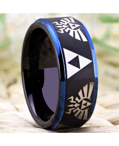 The Legend of Zelda Ring - Crest and Triforce Ring Tungsten Wedding Bands Ring-FREE Custom Engraving $17.35 Wedding Bands