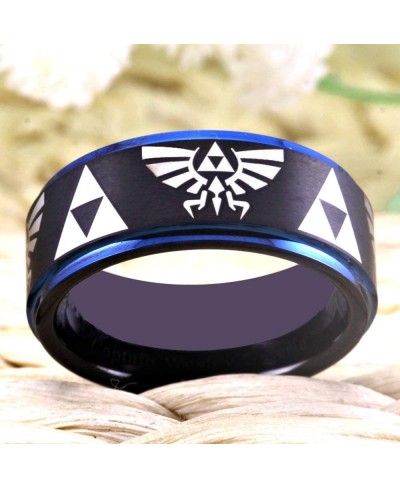 The Legend of Zelda Ring - Crest and Triforce Ring Tungsten Wedding Bands Ring-FREE Custom Engraving $17.35 Wedding Bands